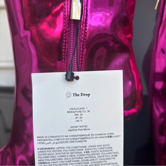The Drop Metallic Hot Pink Y2K Ankle Boots Size 7 - Picture 9 of 11